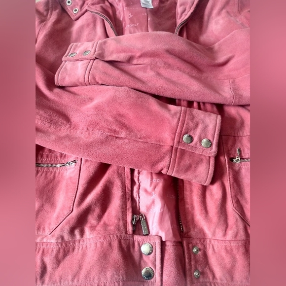 Liz Golf by Liz Claiborne Suede Lined Zip Up Jacket Snap Collar Sleeves S - Picture 12 of 12